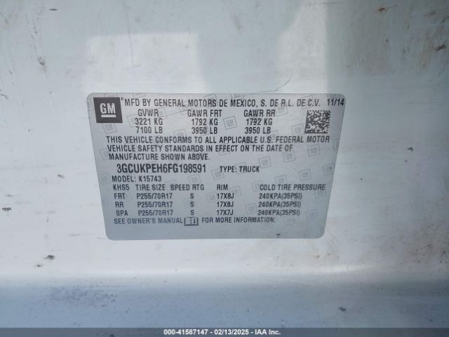 3GCUKPEH6FG198591 Chevrolet Silverado 1500 Wt
