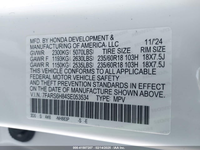 7FARS6H84SE053534 Honda Cr-v Hybrid Sport-l