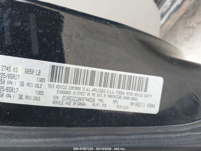 2C4RDGCG0KR744526 Dodge Grand Caravan Sxt