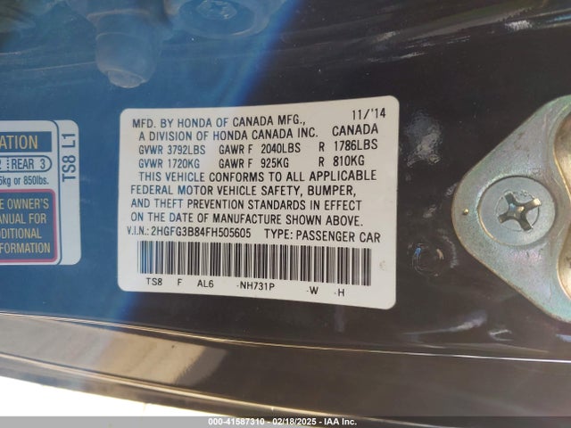 2HGFG3B84FH505605 Honda CIVIC EX