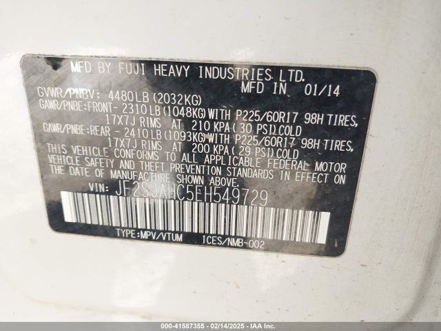Subaru Forester 2.5i Limited 2014 JF2SJAHC5EH549729 Image 9