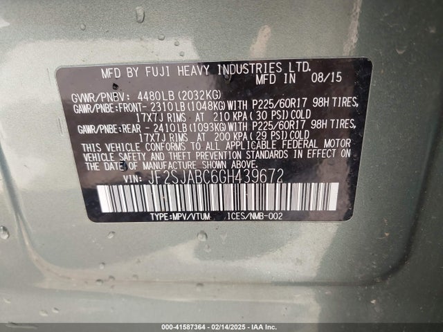 JF2SJABC6GH439672 Subaru Forester 2.5i