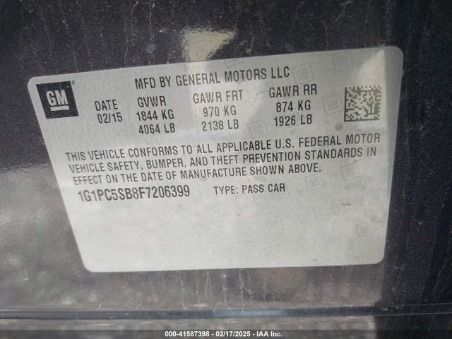 Chevrolet Cruze 1lt Auto 2015 1G1PC5SB8F7206399 Image 14
