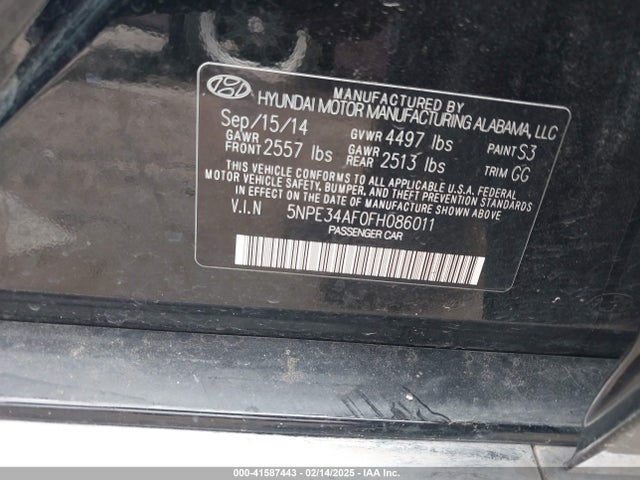 5NPE34AF0FH086011 Hyundai Sonata Limited