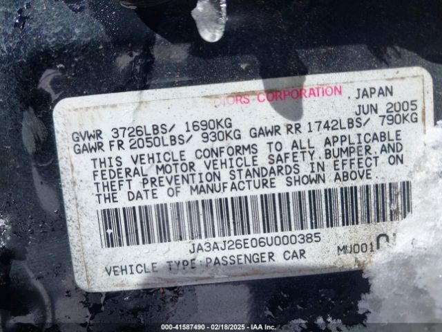 2006 MITSUBISHI LANCER JA3AJ26E06U000385 Photo 8
