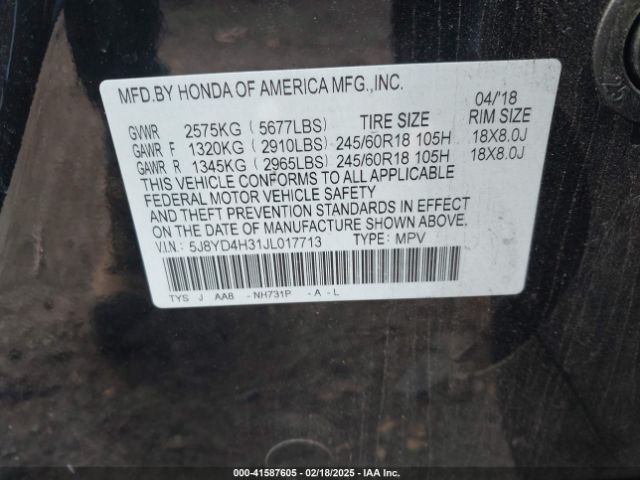 5J8YD4H31JL017713 Acura MDX
