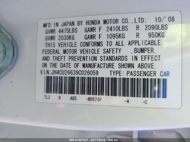2009 ACURA TSX JH4CU26639C026059 Photo 8