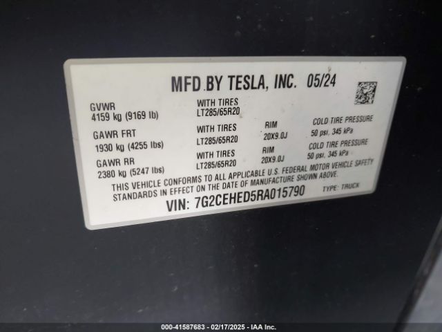 7G2CEHED5RA015790 Tesla Cybertruck All-wheel Drive