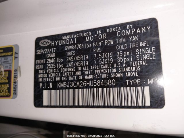 KM8J3CA26HU584580 Hyundai Tucson Sport