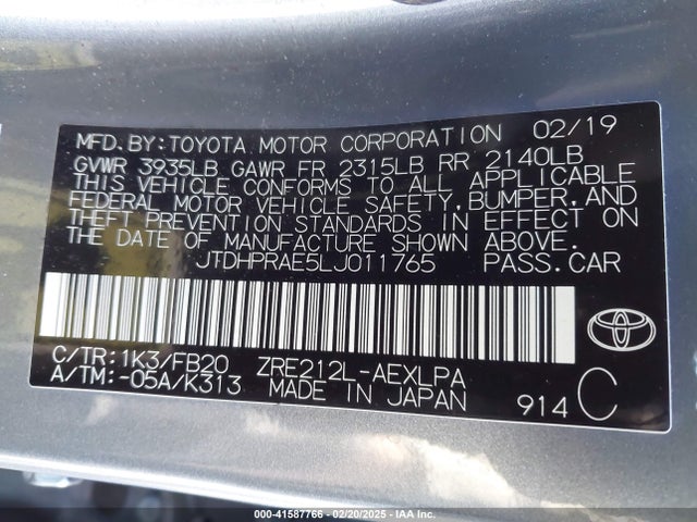 Toyota COROLLA LE 2020 JTDHPRAE5LJ011765 Image 9