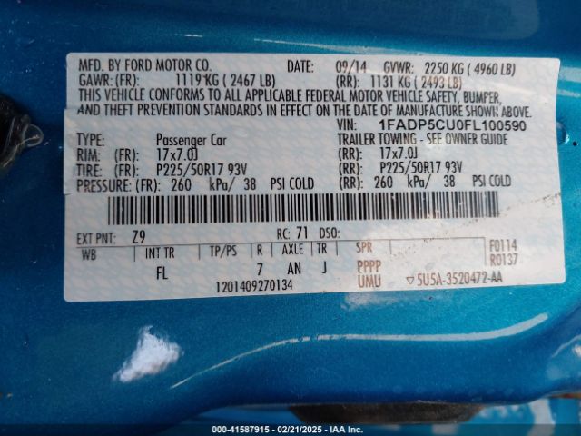 1FADP5CU0FL100590 Ford C-max Energi Sel