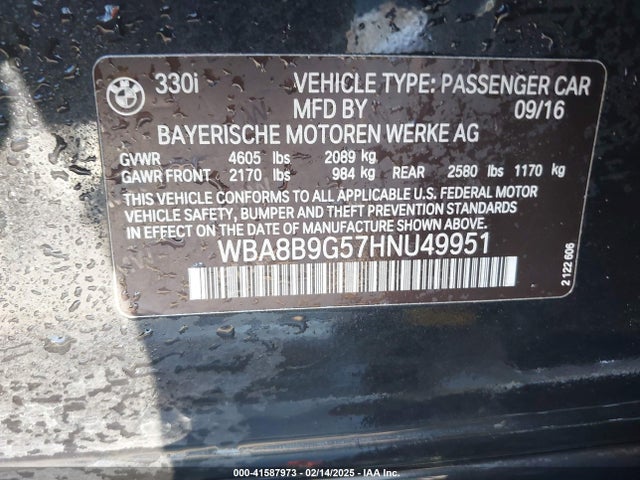 WBA8B9G57HNU49951 BMW 330I