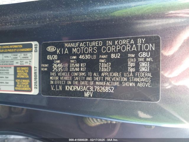 KNDPM3AC3L7826852 KIA Sportage Lx