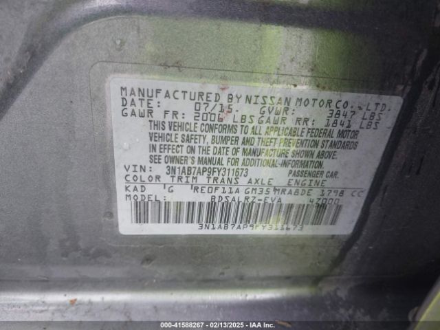 3N1AB7AP9FY311673 Nissan SENTRA SR