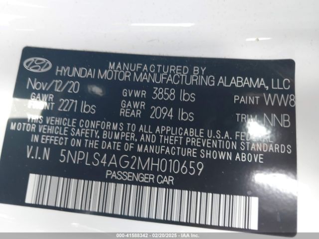 2021 HYUNDAI ELANTRA 5NPLS4AG2MH010659 Photo 8