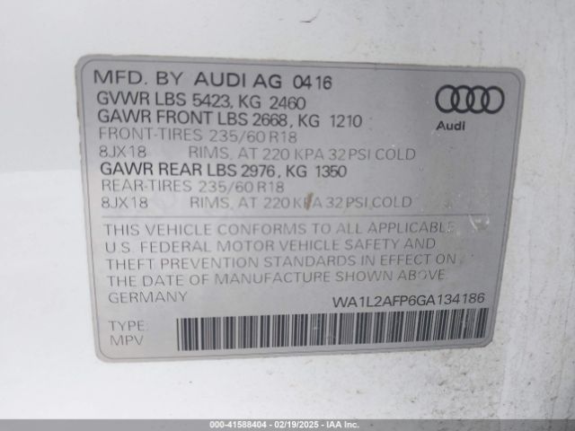 WA1L2AFP6GA134186 Audi Q5 2.0t Premium