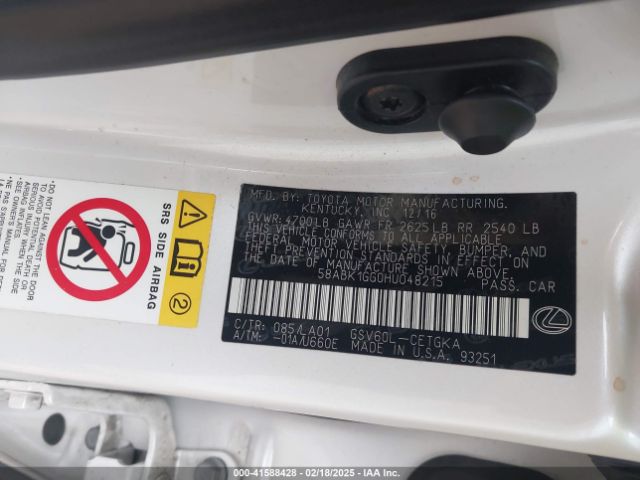 58ABK1GG0HU048215 Lexus ES 350