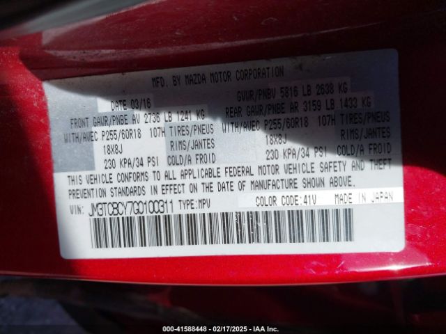 JM3TCBCY7G0100311 Mazda Cx-9 Touring