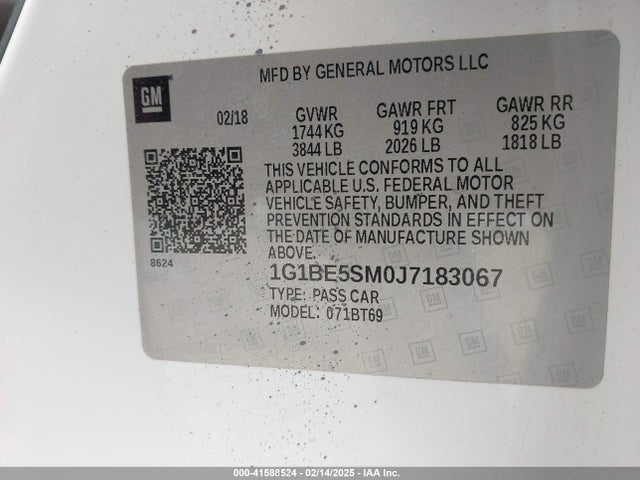1G1BE5SM0J7183067 Chevrolet Cruze Lt Auto
