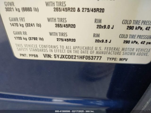 5YJXCDE21HF053777 Tesla MODEL X