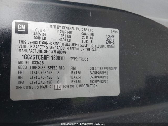 1GCZGTCG0F1180810 Chevrolet Express 3500 Work Van