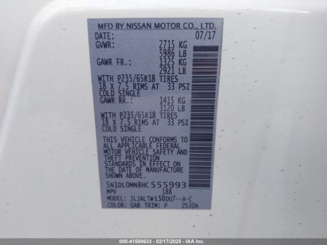 5N1DL0MN8HC555993 Infiniti QX60