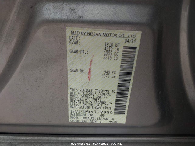 1N4AL3AP5EN378999 Nissan Altima 2.5 S