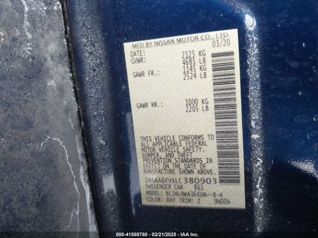 1N4AA6FVXLC380903 Nissan Maxima Platinum Xtronic Cvt