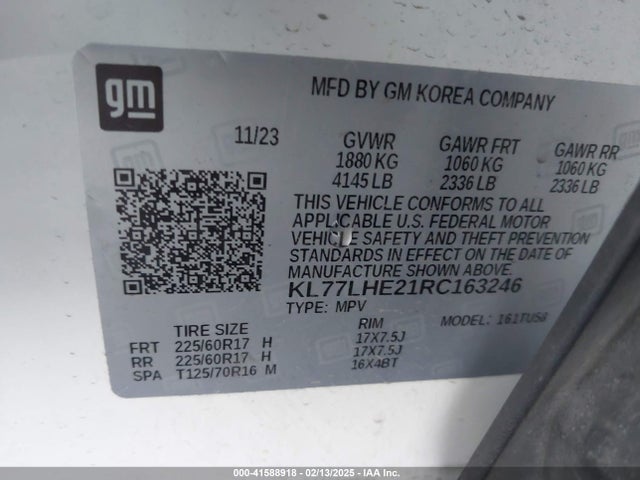 KL77LHE21RC163246 Chevrolet Trax Fwd Lt