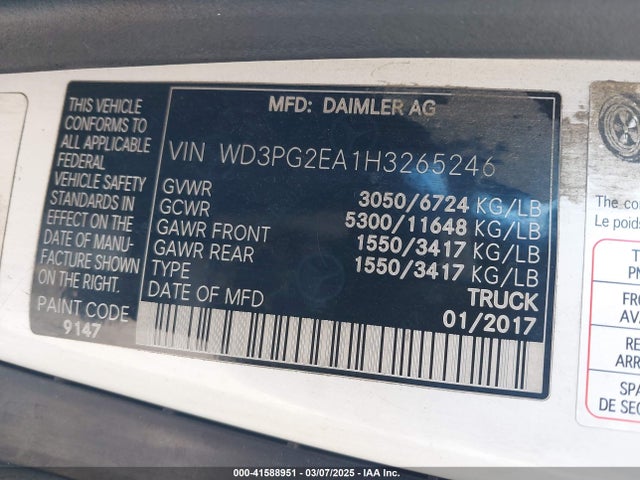 WD3PG2EA1H3265246 Mercedes-Benz Metris