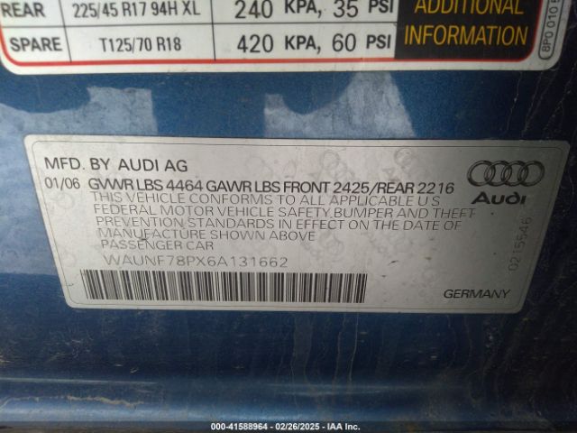 2006 AUDI A3 WAUNF78PX6A131662 Photo 8