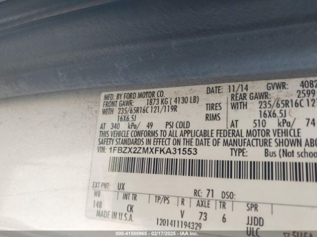 1FBZX2ZMXFKA31553 Ford Transit-350 Xlt