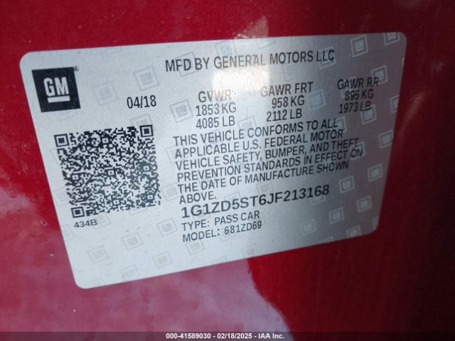 1G1ZD5ST6JF213168 Chevrolet MALIBU LT