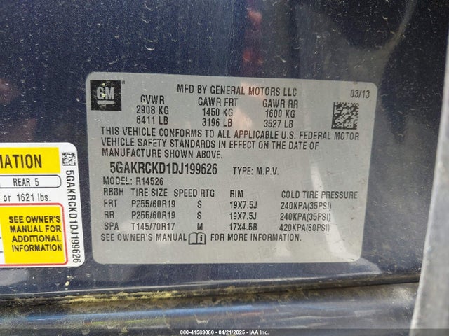 Продаж на аукціоні авто 2013 Buick Enclave Leather, vin: 5GAKRCKD1DJ199626, номер лоту: 41589080