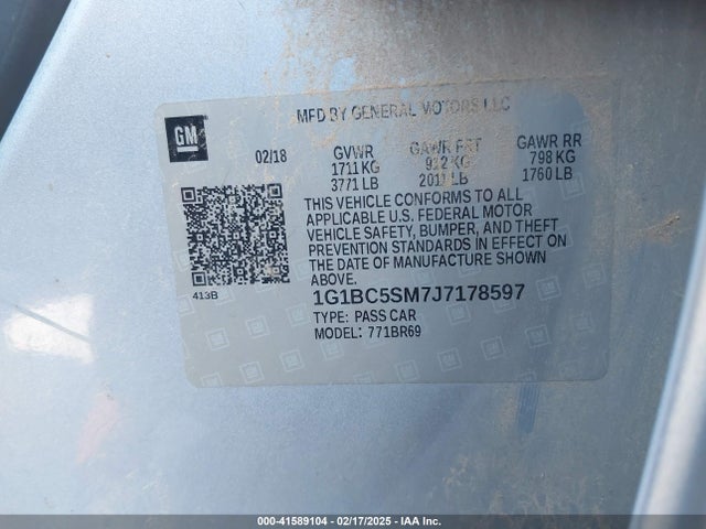 1G1BC5SM7J7178597 Chevrolet Cruze Ls Auto