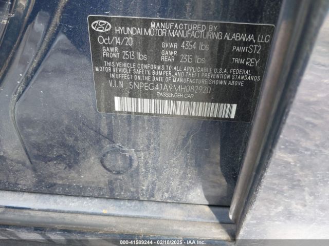 5NPEG4JA9MH082920 Hyundai SONATA SE