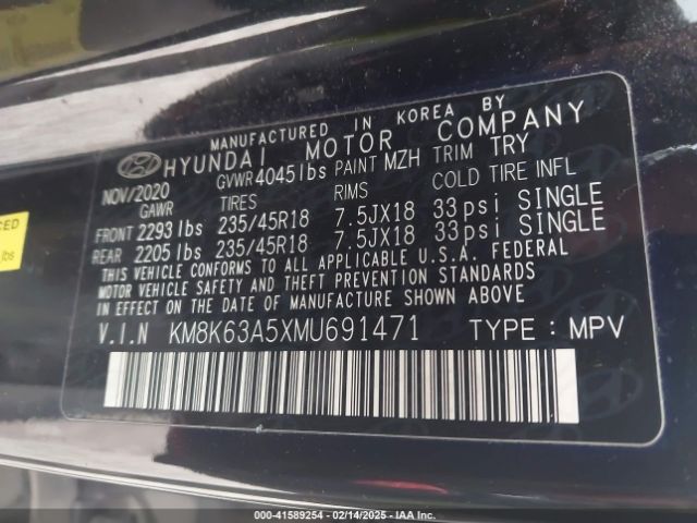 KM8K63A5XMU691471 Hyundai Kona Night