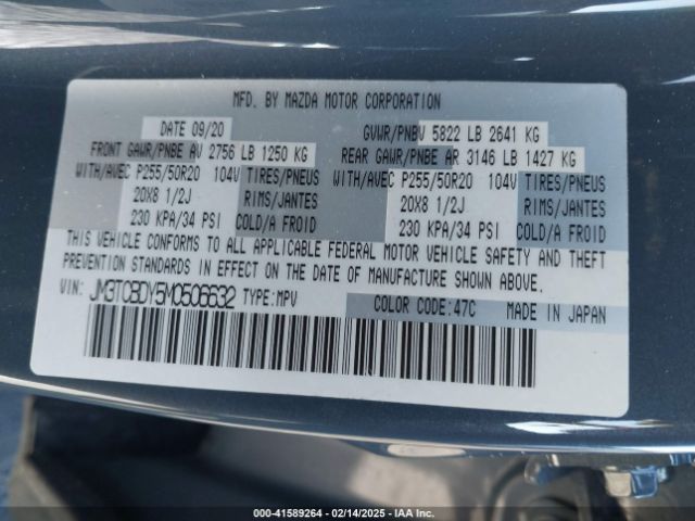 JM3TCBDY5M0506632 Mazda Cx-9 Carbon Edition