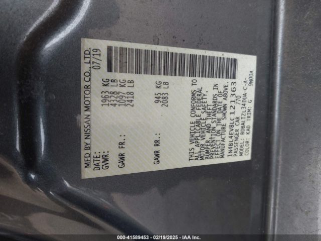 1N4BL4EV8LC121363 Nissan Altima Sl Fwd