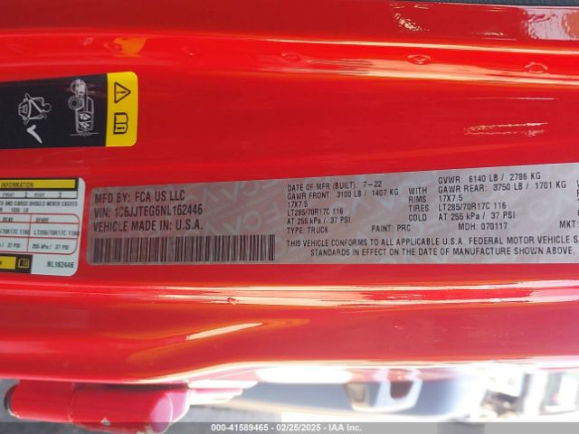 1C6JJTEG6NL162446 Jeep Gladiator Mojave 4x4