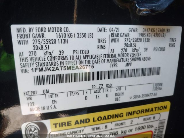 1FMJK2AT5MEA26715 Ford Expedition Limited Max