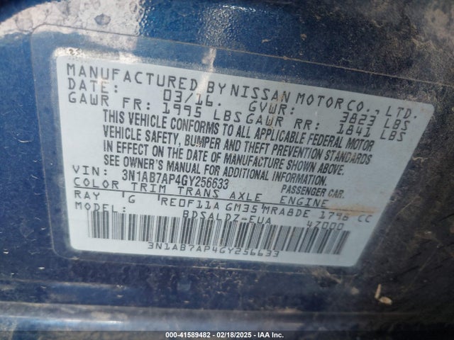 Nissan SENTRA SV 2016 3N1AB7AP4GY256633 Image 9