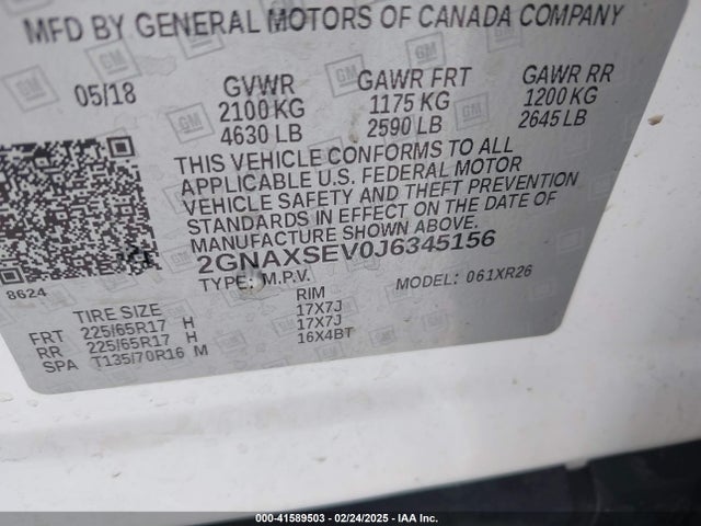 Chevrolet EQUINOX LT 2018 2GNAXSEV0J6345156 Image 9
