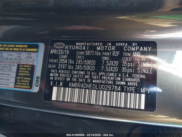 KM8R4DHE0LU029784 Hyundai Palisade Sel