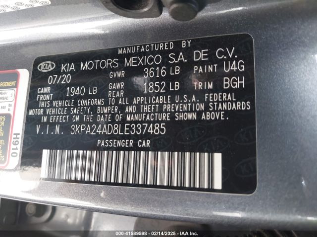 3KPA24AD8LE337485 KIA RIO S