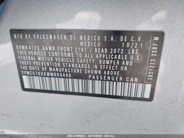 3VWC57BUXMM089440 Volkswagen Jetta 1.4t R-line/1.4t S/1.4t Se