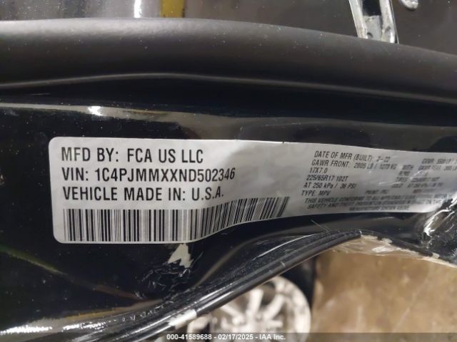 1C4PJMMXXND502346 Jeep Cherokee Latitude Lux 4x4