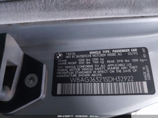 1995 BMW 740 WBAGJ6321SDH32922 Photo 8