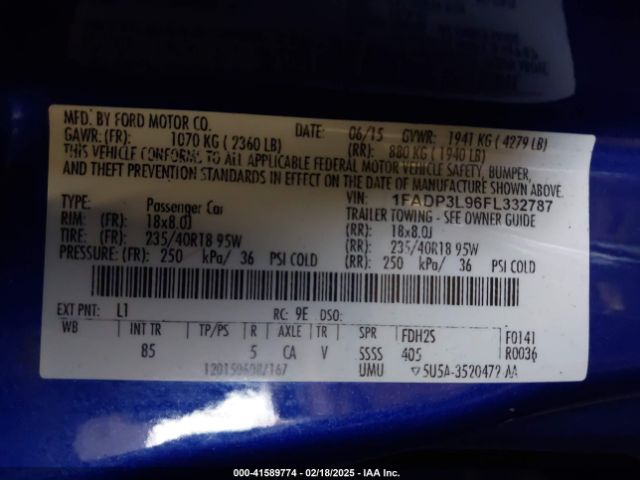 1FADP3L96FL332787 Ford FOCUS ST