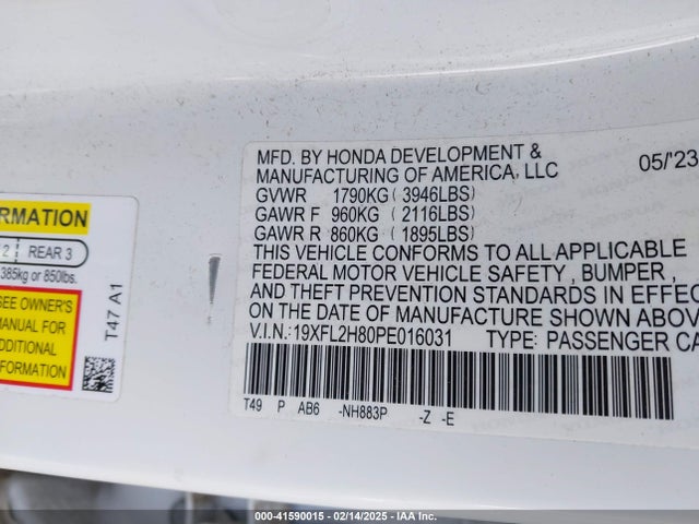 Honda Civic Sport 2023 19XFL2H80PE016031 Image 9
